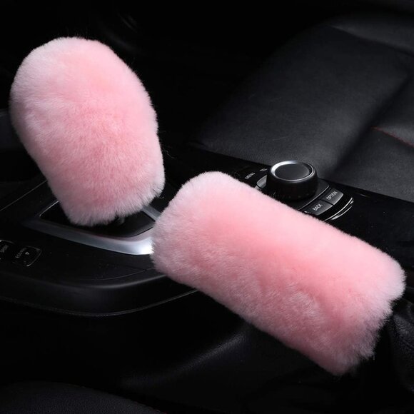 Fluffy Natural Fur Sheepskin Car Gear Shift Handle Level Stick Knob Covers for A - Picture 1 of 7